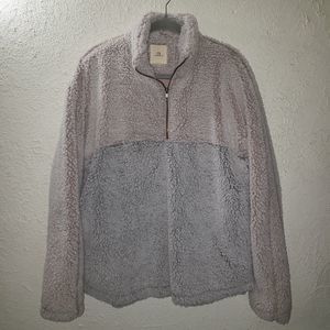 Thread & Supply Sz L Teddy Jacket Lined 1/4 Zip Pullover Sweater Sherpa Fleece